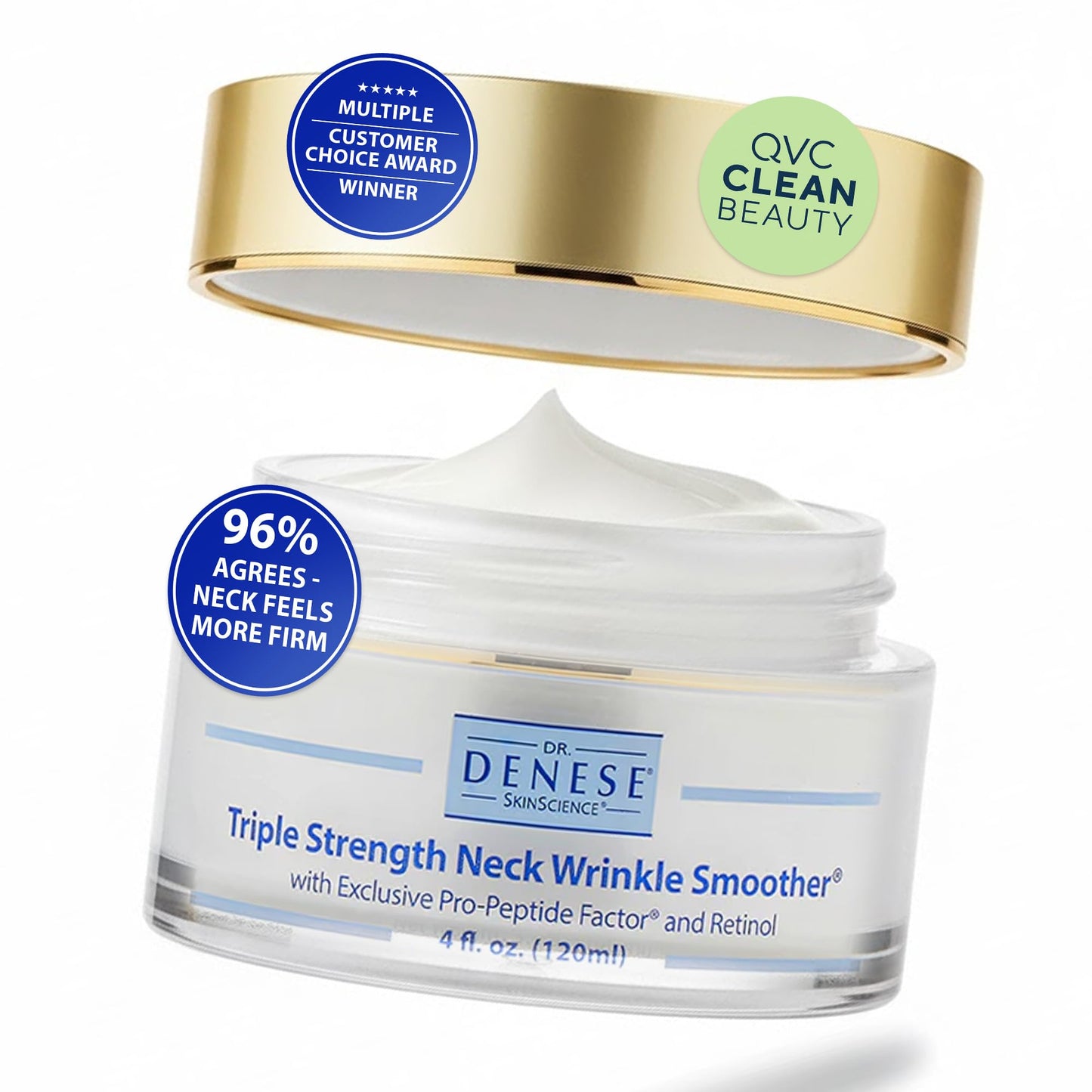 Dr. Denese Triple Strength Neck Wrinkle Smoother 4 oz - Firming Cream with Triple Amount of Peptides Compared to Industry Standards - Retinol