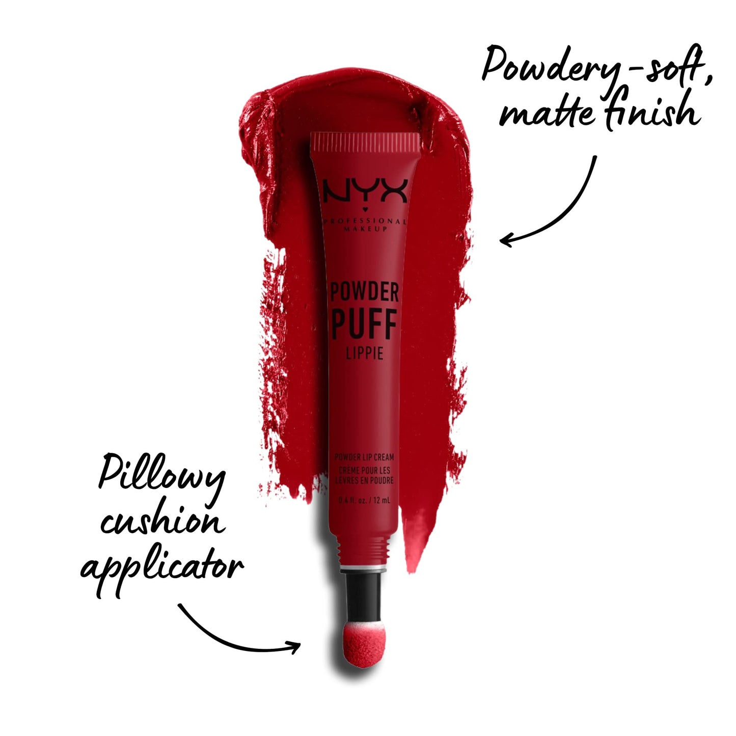 NYX PROFESSIONAL MAKEUP Powder Puff Lippie Lip Cream, Liquid Lipstick - Group Love (True Red)