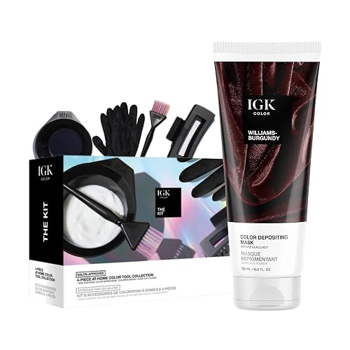 IGK Williams Burgundy | Intense Burgundy Hair Gloss + Color Depositing Kit | Boost Shine, Enhance Burgundy & Wine Tones, Refresh Color | Semi