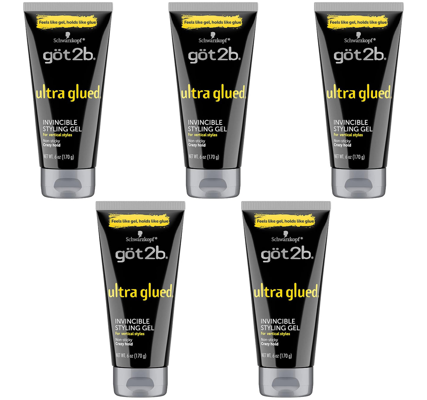 Got2b Ultra Glued Invincible Styling Gel, 6 oz (Pack of 5)