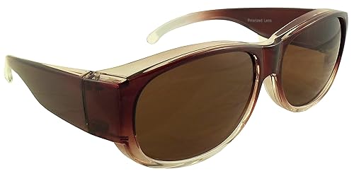Ideal Eyewear Womens Ombre Fit Over Sunglasses Wear Over Prescription Glasses - Polarized Lenses - Case Included (Brown)