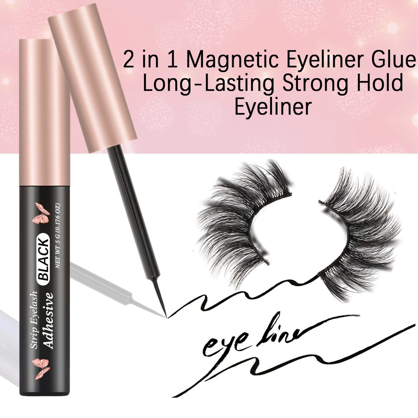 Magnetic Eyeliner 3PCS Smudge Resistant Magnetic liner,Works with All Magnetic Eyelashes,No iron powder and Natural Look,Easy to apply and No Glue