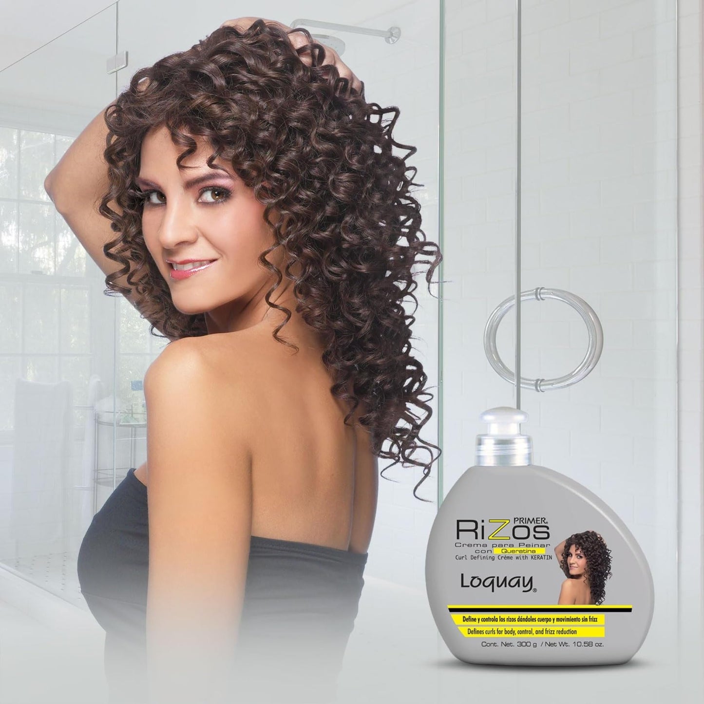 Loquay Primer Rizos Keratin Hair Cream 10.58 oz - Hair Styling Products for Smooth Finish - Crema Para Peinar Con Queratina - Professional Styling