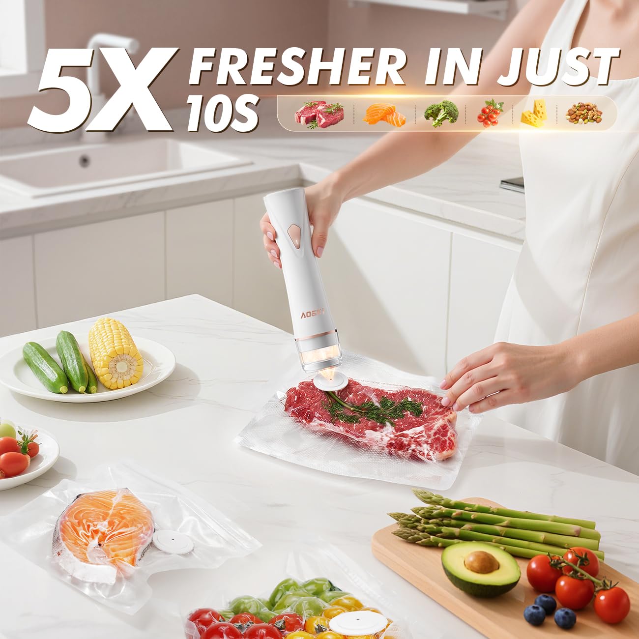 Compact Vacuum Sealer for Food Sealer: Handheld Portable Vacuum Sealer Machine for Food Storage, Rechargeable Food Vacuum Sealing for Kitchen Travel…