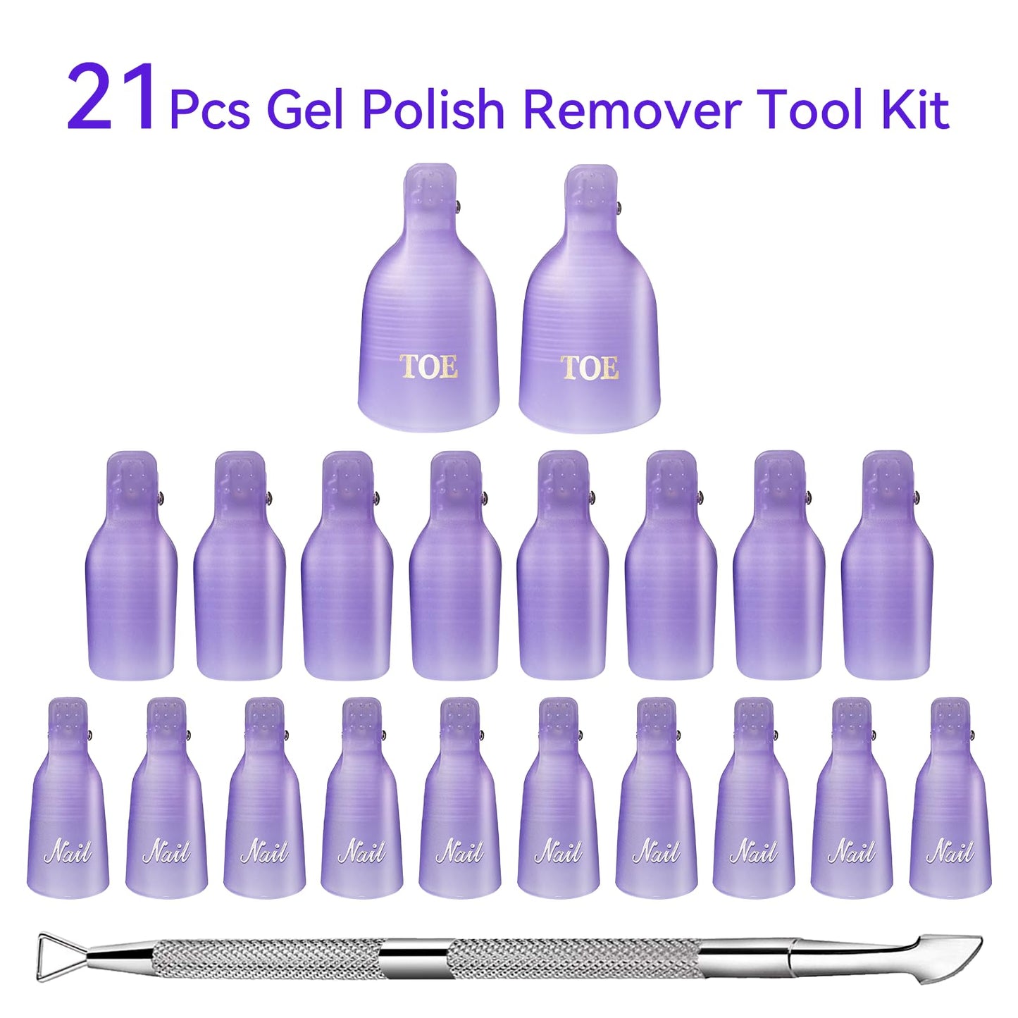 Makartt Nail Polish Remover Clips Kit, 20PCS Reusable Nail Soak Off Clips for Fingers and Toes, Professional Nail Gel Remover Tools with Double-Ended