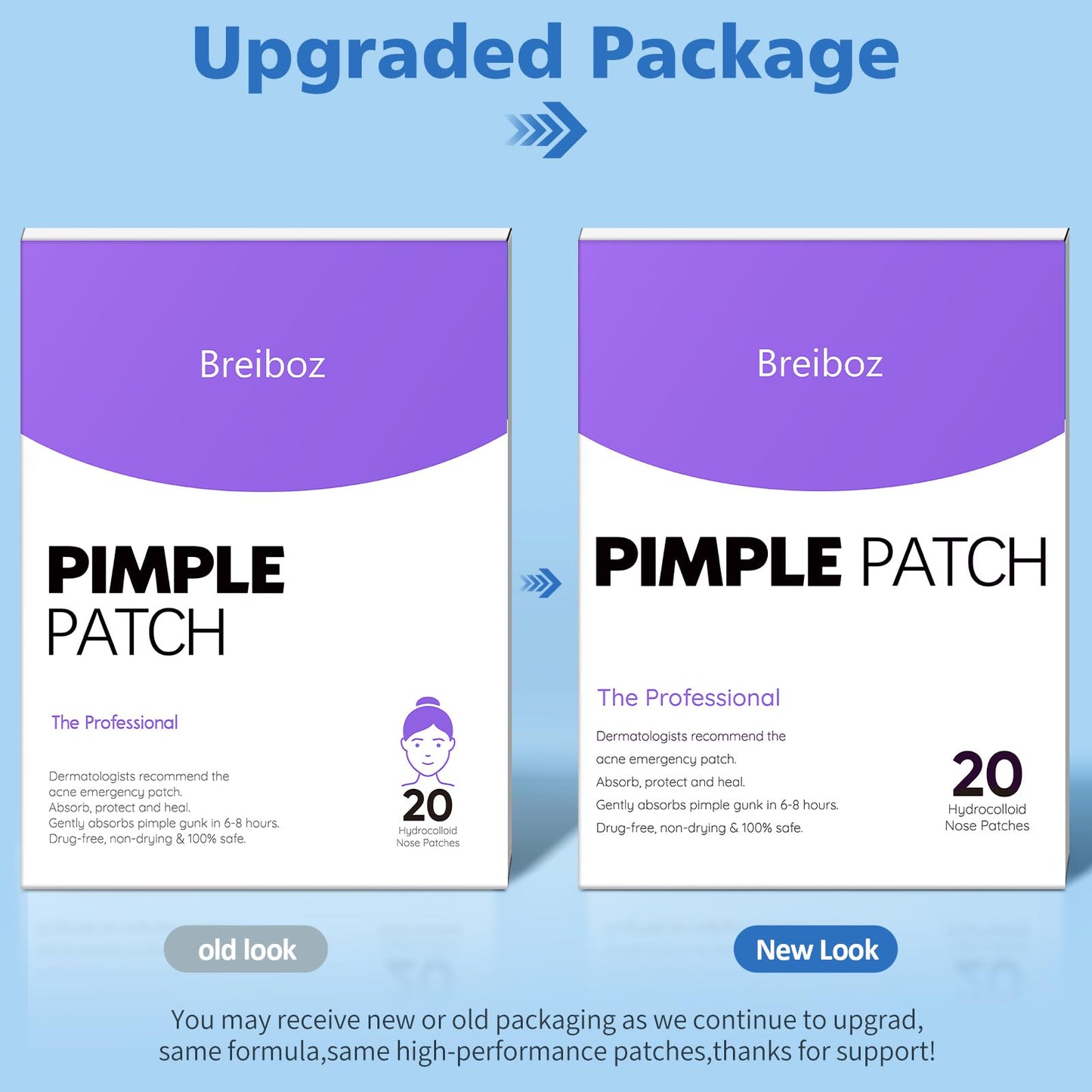 Breiboz Pimple Patches for Nose, Nose Pore Patches, XL Hydrocolloid Acne Patches Cover Zit Blemishes & Absorb Oil with Tea Tree, Salicylic Acid & Cica