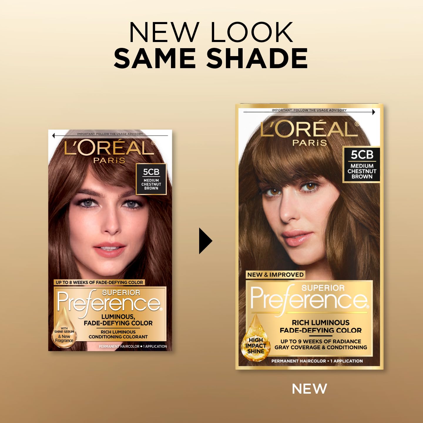 L'Oreal Paris Superior Preference Fade-Defying Color + Shine System, 5CB Medium Chestnut Brown (Packaging May Vary)