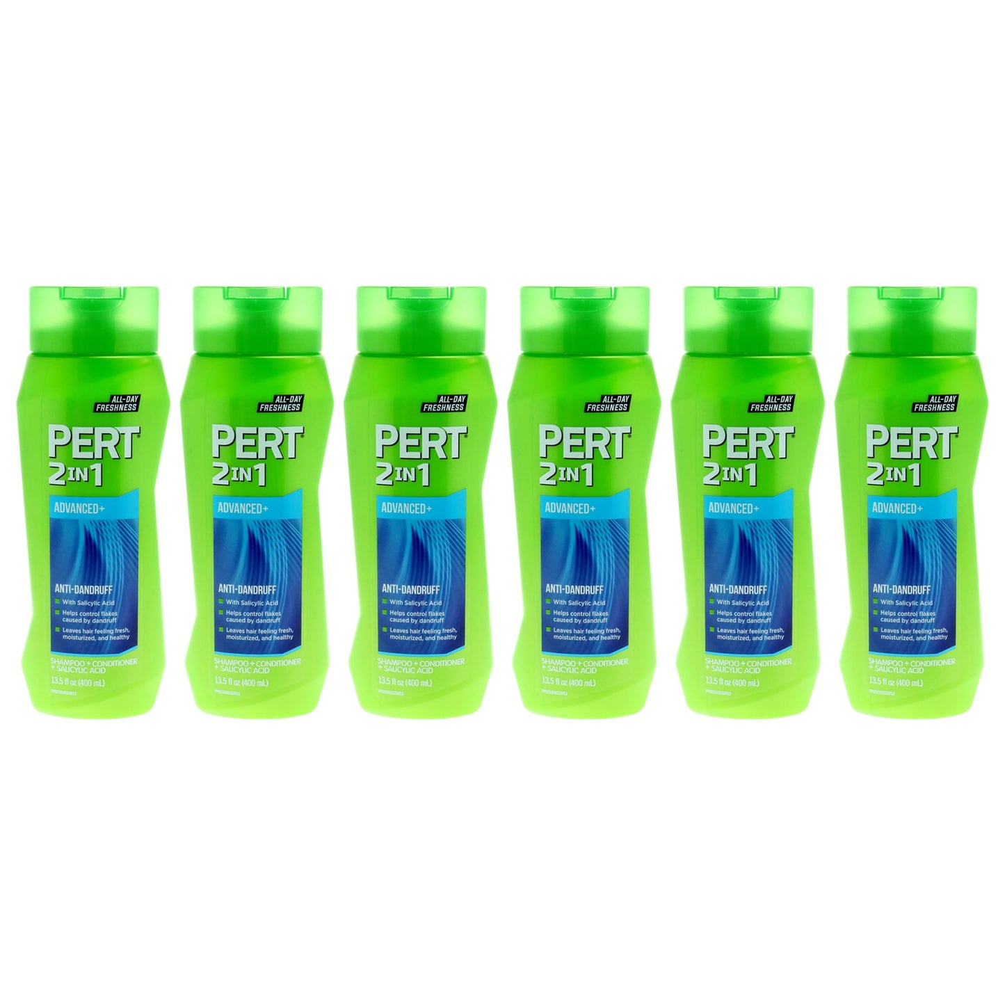 Pert Anti-Dandruff 2 in 1 Shampoo and Conditioner - Advanced with 2 Percent Salicylic Acid - Anti-Dandruff with Zinc - 6 pc