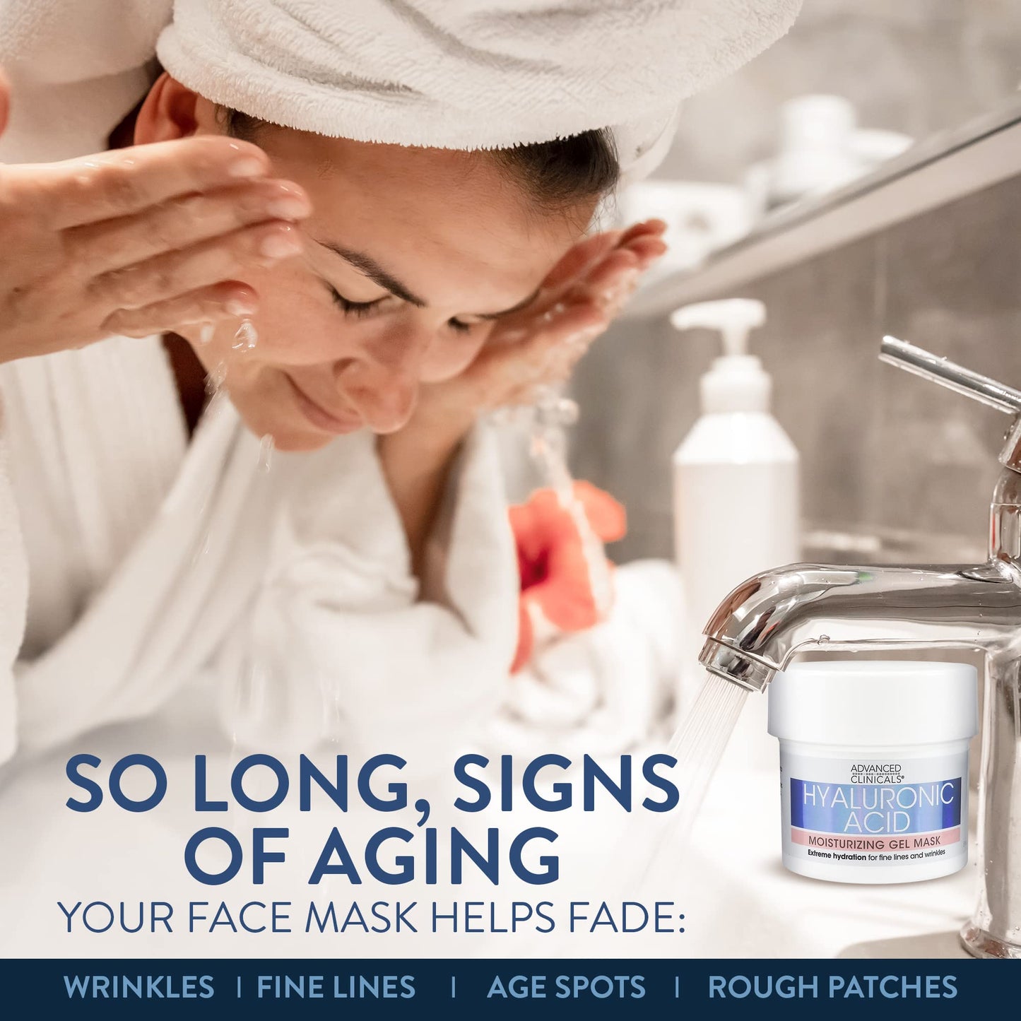 Advanced Clinicals Hyaluronic Acid Gel Facial Mask Skin Care Treatment, Brightening, Hydrating Anti Aging Face Mask & Moisturizer Helps Transform Dry