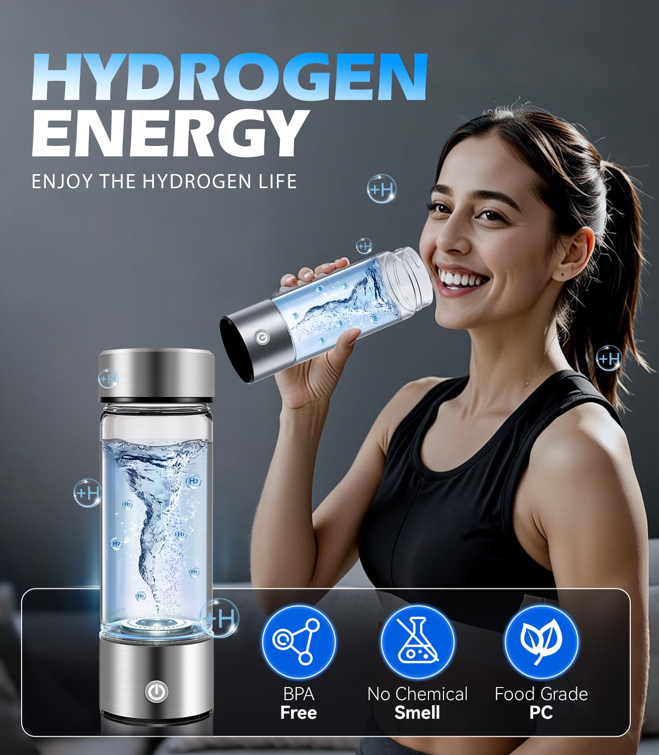 New Upgrade Hydrogen Water Bottle Generator 【NO.1 Double Hydrogen Content】 【Industry TOP - 24-Hour Hydrogen Lock】 | 0 Chlorine & 0 Ozone | 100%…