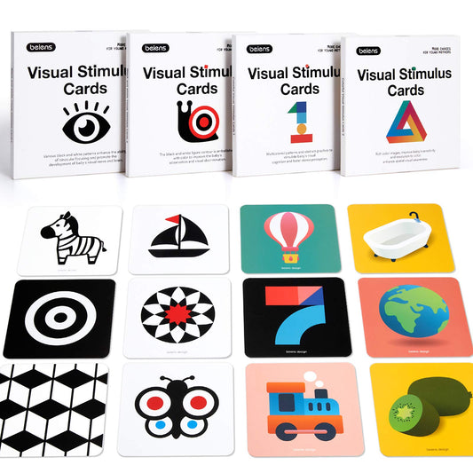 beiens High Contrast Baby Flashcards – 80 Double-Sided Visual Stimulation Cards for Newborns & Infants 0–36 Months, 5.5"x5.5", Learning Toy Gift