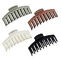 Trademark Beauty Claw Clips - Lightweight Soft Spring Design Hair Clips, Versatility, Anti-Slip Material, For All Hair Types - Neutral, (Pack of 4)