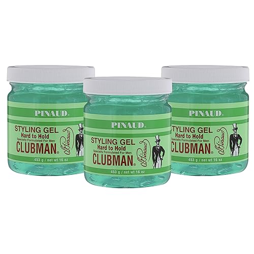 Clubman Pinaud Hard to Hold Styling Gel for Men, Extra Control, 16 Fl Oz (3 Pack)