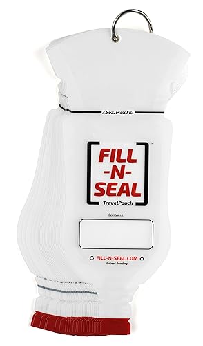 Fill-N-Seal (25) 2.5oz Heat Sealed Travel Pouches, TSA Compliant, No Funnel Need, Resealable, Disposable, & BPA Free