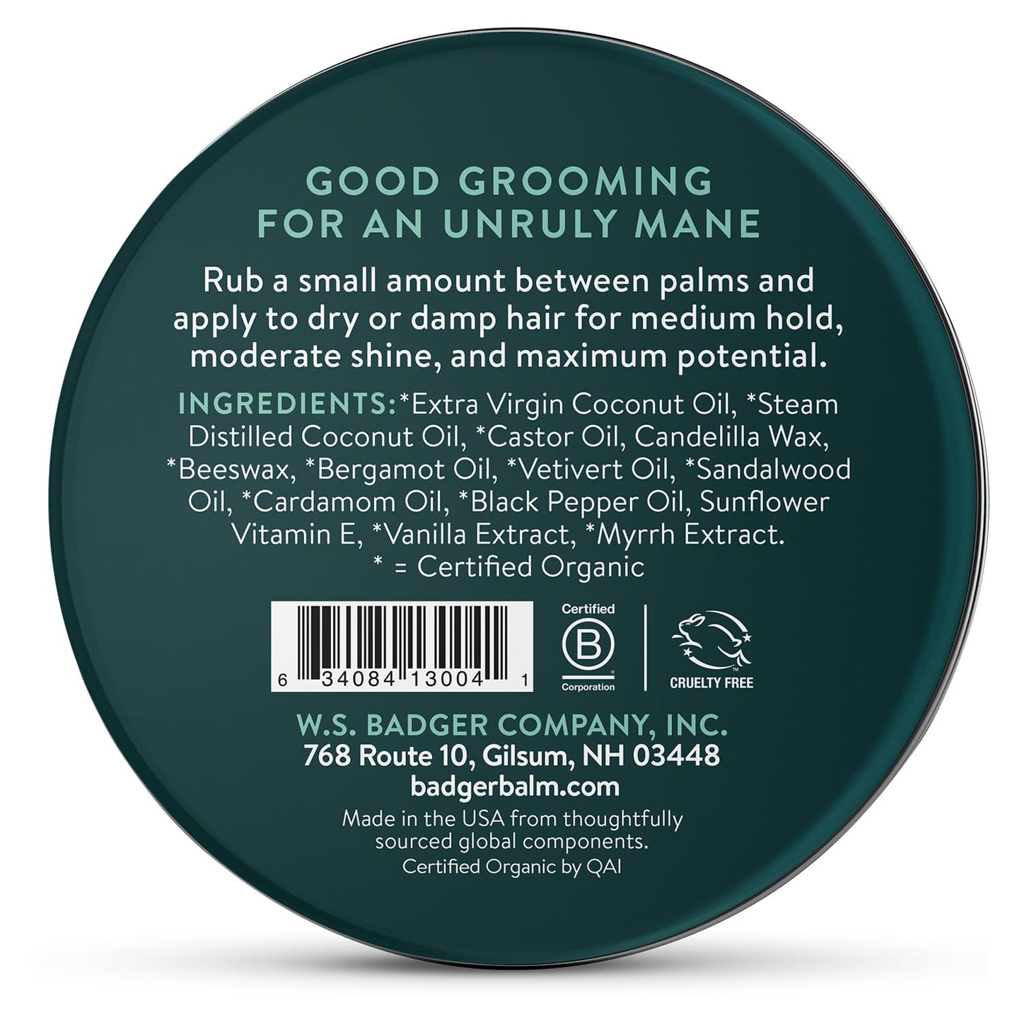 Badger Hair Pomade for Men, Organic, Easy to Use, Subtle Masculine Scent, Medium Hold Hair Pomade with Medium Shine Finish, Nourishes Hair & Scalp 2