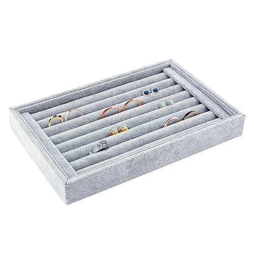 Estink Velvet Ring Earrings Display Box, Cufflinks Trays Showcase Display Ring Insert Case Holder Organizer Great for Gifts,Grey