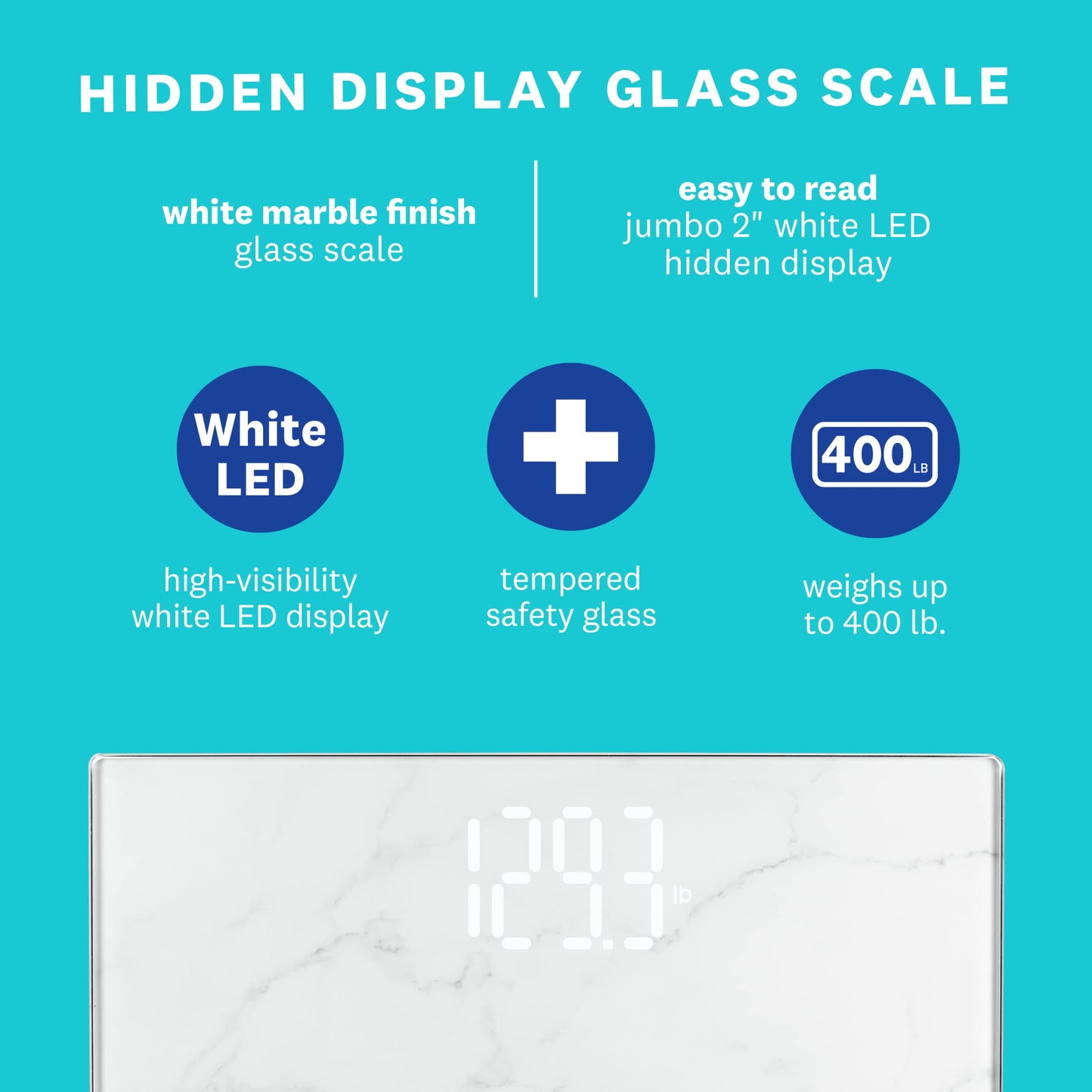 Weight Watchers Scales by Conair Scale for Body Weight, Digital Bathroom Scale in White Marble Finish