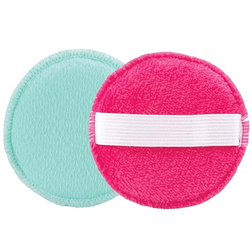 S&T INC. Face Scrubber, Dual-Sided Face Exfoliator with Elastic Strap, Facial Cleansing Pads and Makeup Remover, 3.3 Inch Diameter, 2 Pack, Teal