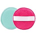 S&T INC. Face Scrubber, Dual-Sided Face Exfoliator with Elastic Strap, Facial Cleansing Pads and Makeup Remover, 3.3 Inch Diameter, 2 Pack, Teal