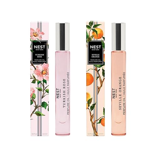 NEST New York Perfume Oil Bundle (Rollerball) - Includes Seville Orange & Turkish Rose - 6 mL Each - Vegan & Cruelty Free