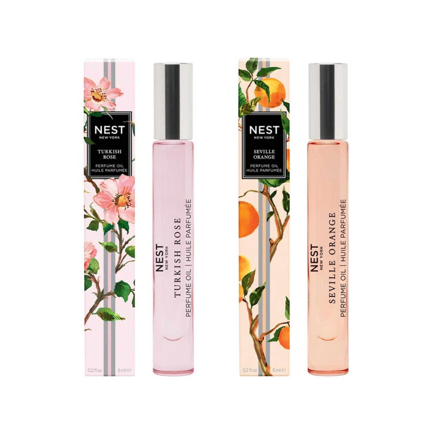 NEST New York Perfume Oil Bundle (Rollerball) - Includes Seville Orange & Turkish Rose - 6 mL Each - Vegan & Cruelty Free