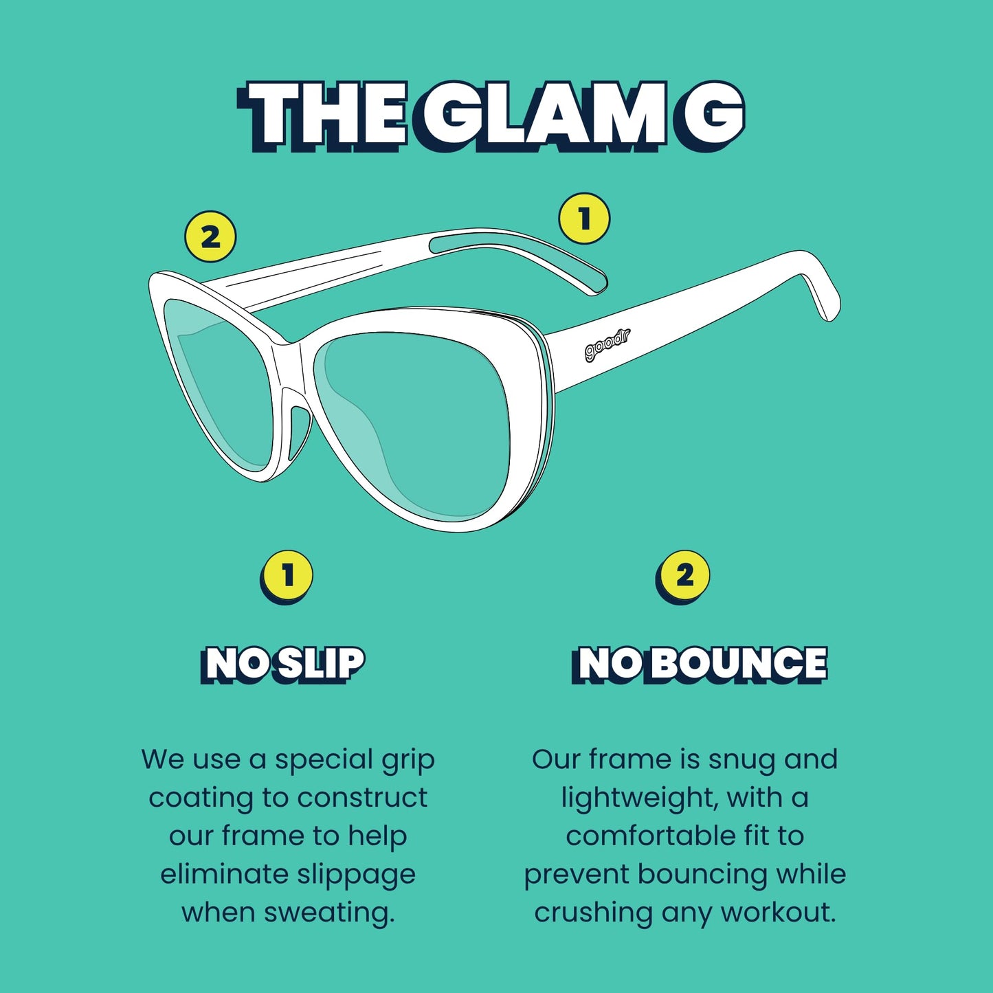 goodr It's Noir, Darling Polarized Sunglasses, Medium Sized (Glam G), Black Solid Frames with Black Gradient Lenses, Light Gold Accents, UV400