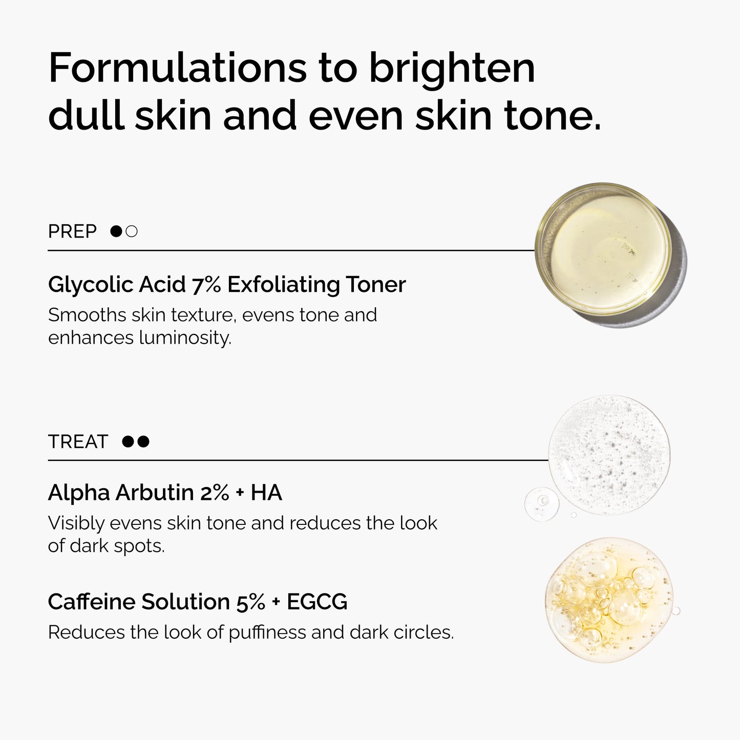 The Ordinary The Bright Set, 3-Step Regimen for Radiant, Even Skin Tone with Glycolic Acid 7% Exfoliating Toner, Alpha Arbutin 2% + HA, and Caffeine