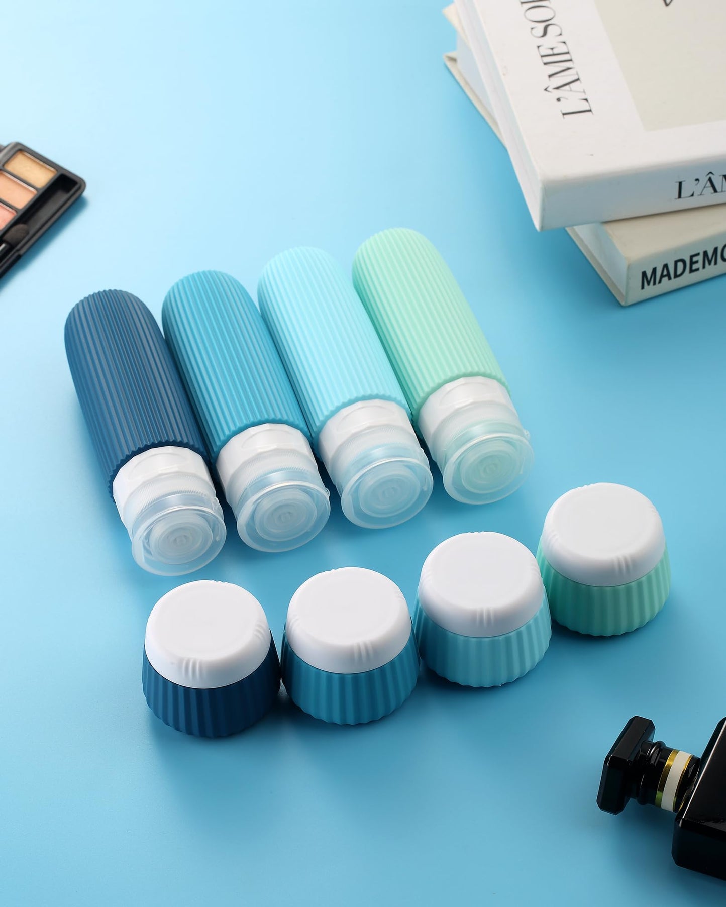 Mrsdry Travel Bottles for Toiletries 8 Pack, Tsa Approved Travel Size Toiletries 3 oz, Containers for Toiletries, with Clear Bag, Leak Proof Silicone Beauty and Personal Care Mrsdry