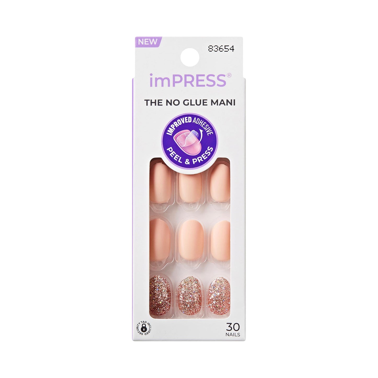 Kiss Impress No Glue Mani Press On Nails, Design, 'Evanesce', Beige, Short Size, Oval Shape, Includes 30 Nails, Prep Pad, Instructions Sheet, 1 Beauty & Personal Care imPRESS