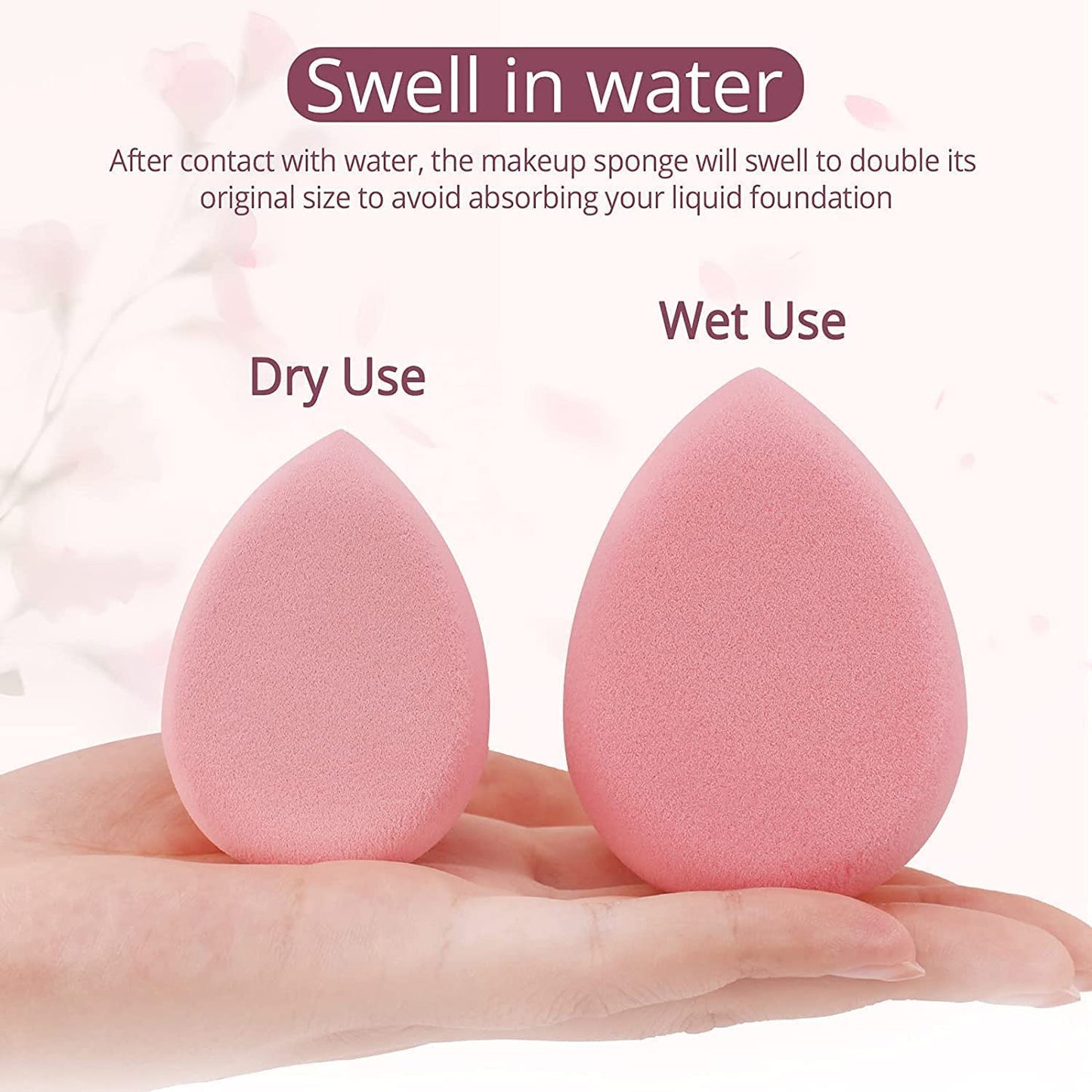 BEAKEY Flat Duo Patented Makeup Sponge Set of 2, Latex Free Pink Beauty Sponge for Foundation and Powder Application, Soft Blending Sponges, Large