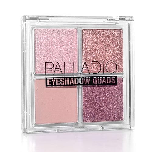 Palladio Eyeshadow Quads Velvety Pigmented Blendable Matte, Metallic & Shimmer Finishes, Creamy Formula, Four Way Quad Eye Shadow Palette, Talc-Free