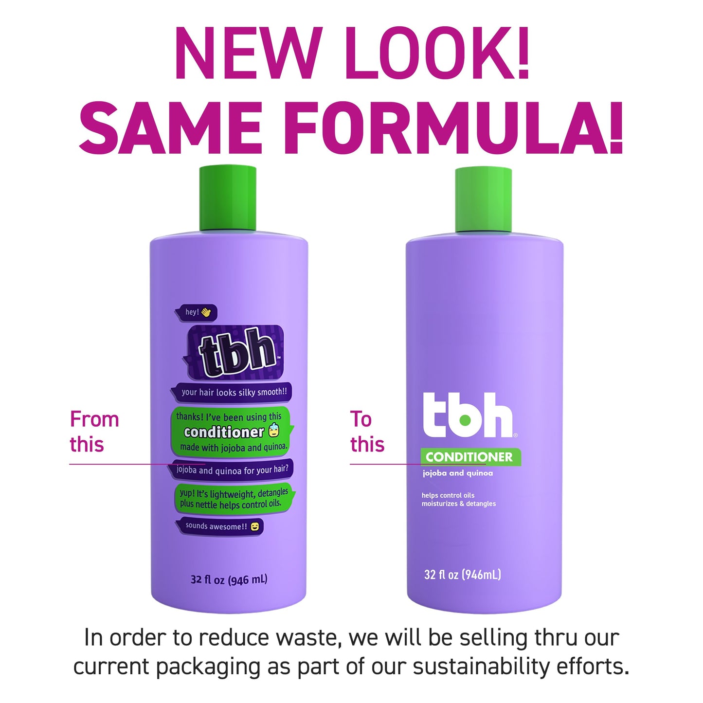 TBH Kids & Teen Shampoo and Conditioner Set - Sulfate & Paraben Free, Lightweight & Hydrating Hair Care for All Hair Types - 2-Pack, 32 oz Each