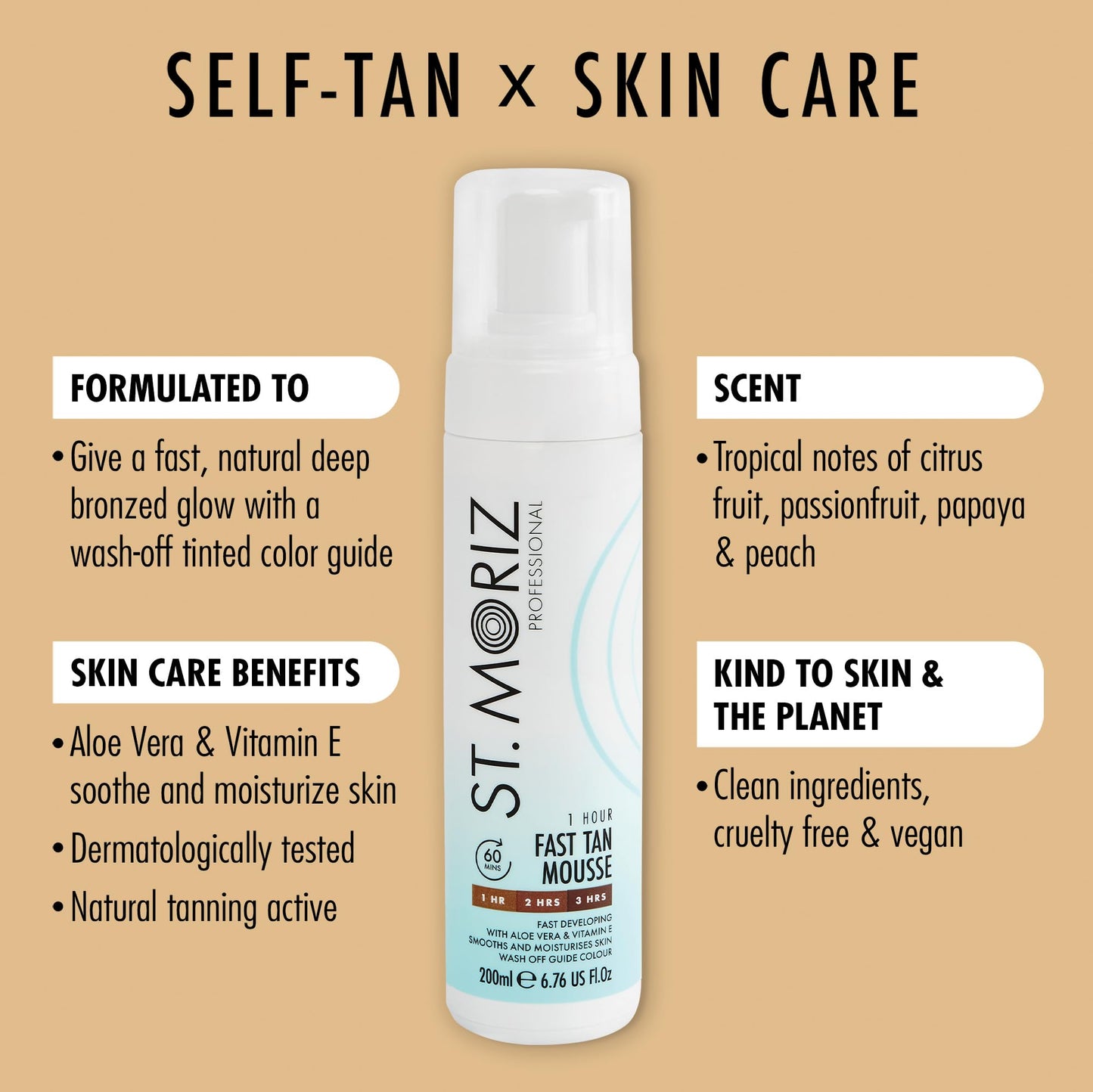 St Moriz Professional 1 Hour Fast Self Tanner Mousse, Light to Dark - Instant, Express Self Tanner Foam for a Golden, Natural Looking Fake Tan Beauty and Personal Care ST. MORIZ