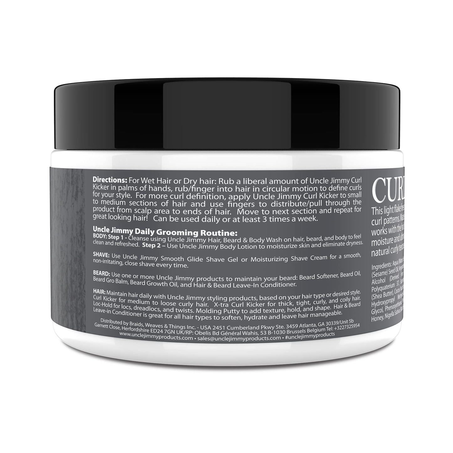Uncle Jimmy Curl-Kicker Hair Cream for Men - Medium Hold Forming Cream - Flake Free Hair Styling Cream with Black Seed Oil and Honey 8 Fl Oz