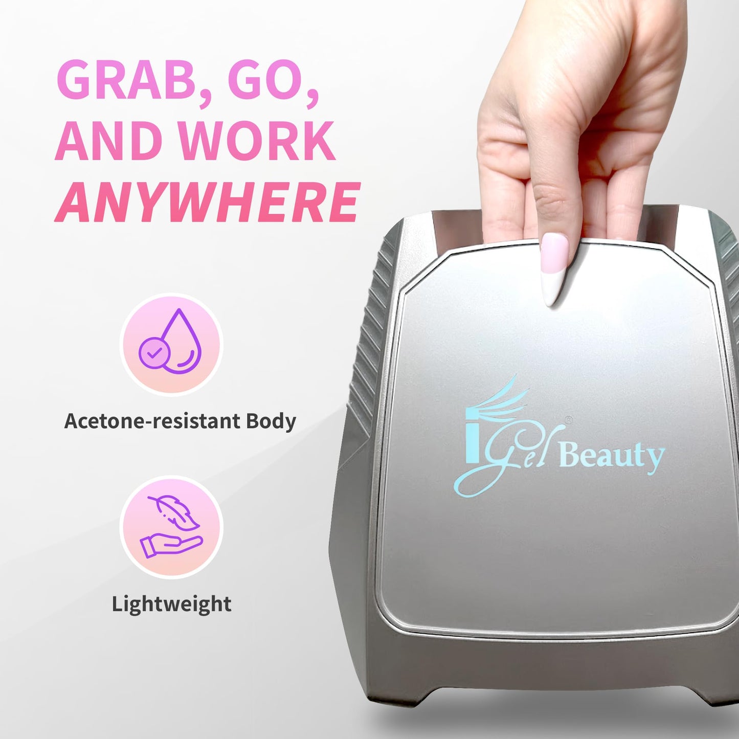 iGel Beauty Hybrid PRO 2.0 UV/LED Nail Lamp - 48W Wireless Rechargeable Nail Dryer, Full Hand Curing, Smart Motion Sensor, Removable Tray, Cordless Beauty & Personal Care iGel Beauty