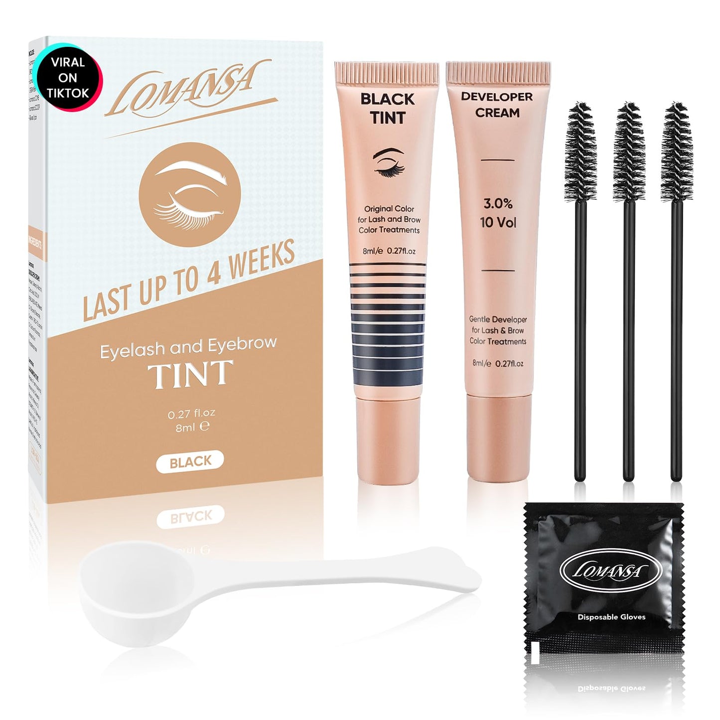 Lomansa Lash Color Kit Instant Black Eyelash Color 8ml Easy to Use with Natural Results for Beginner Salon Beauty Beauty and Personal Care Lomansa