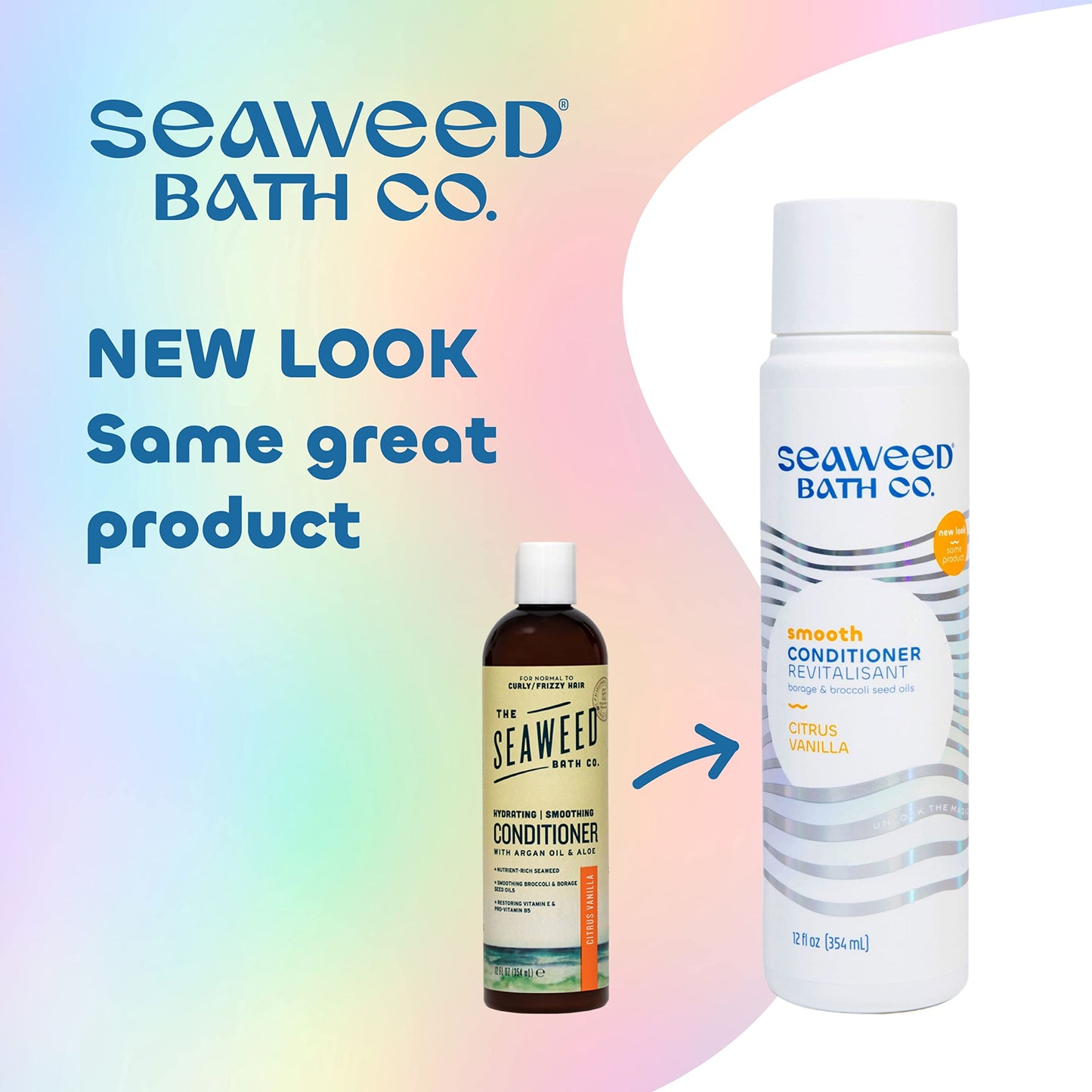 Seaweed Bath Co. Smooth Conditioner, Citrus Vanilla Scent, 12 Ounce, Sustainably Harvested Seaweed, Borage and Broccoli Seed Oils, For Curly