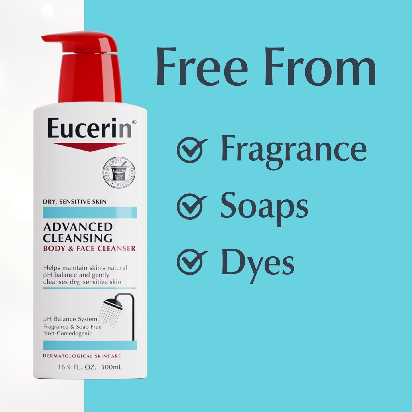 Eucerin Advanced Cleansing Body & Face Cleanser 16.9 Ounce (Pack of 6)