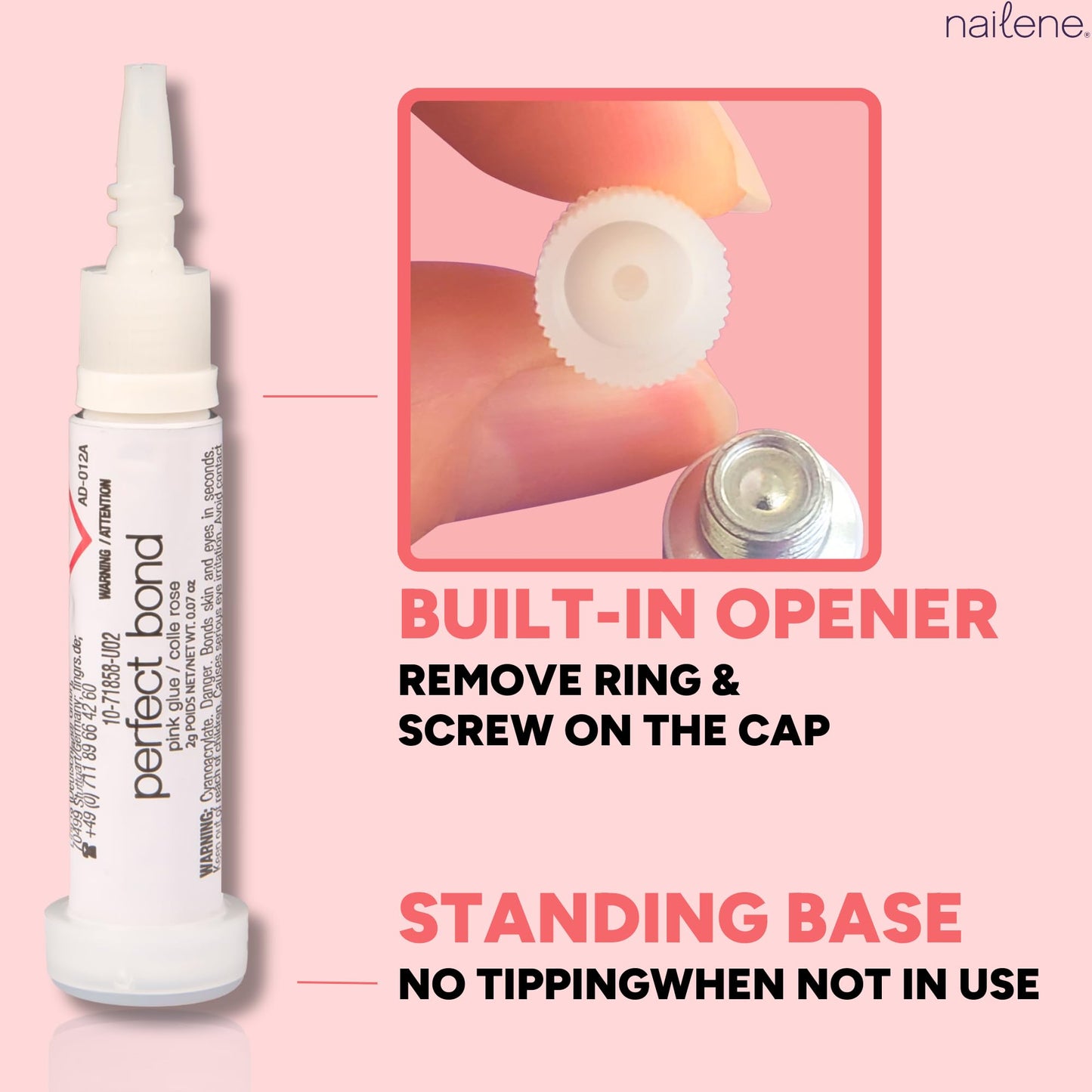 Nailene Perfect Bond Nail Glue, Super Strong, Durable, Easy to Apply Acrylic Nails, Press On Nails, Repairs Natural Nails, Quick Drying Nail Adhesive Beauty and Personal Care Nailene