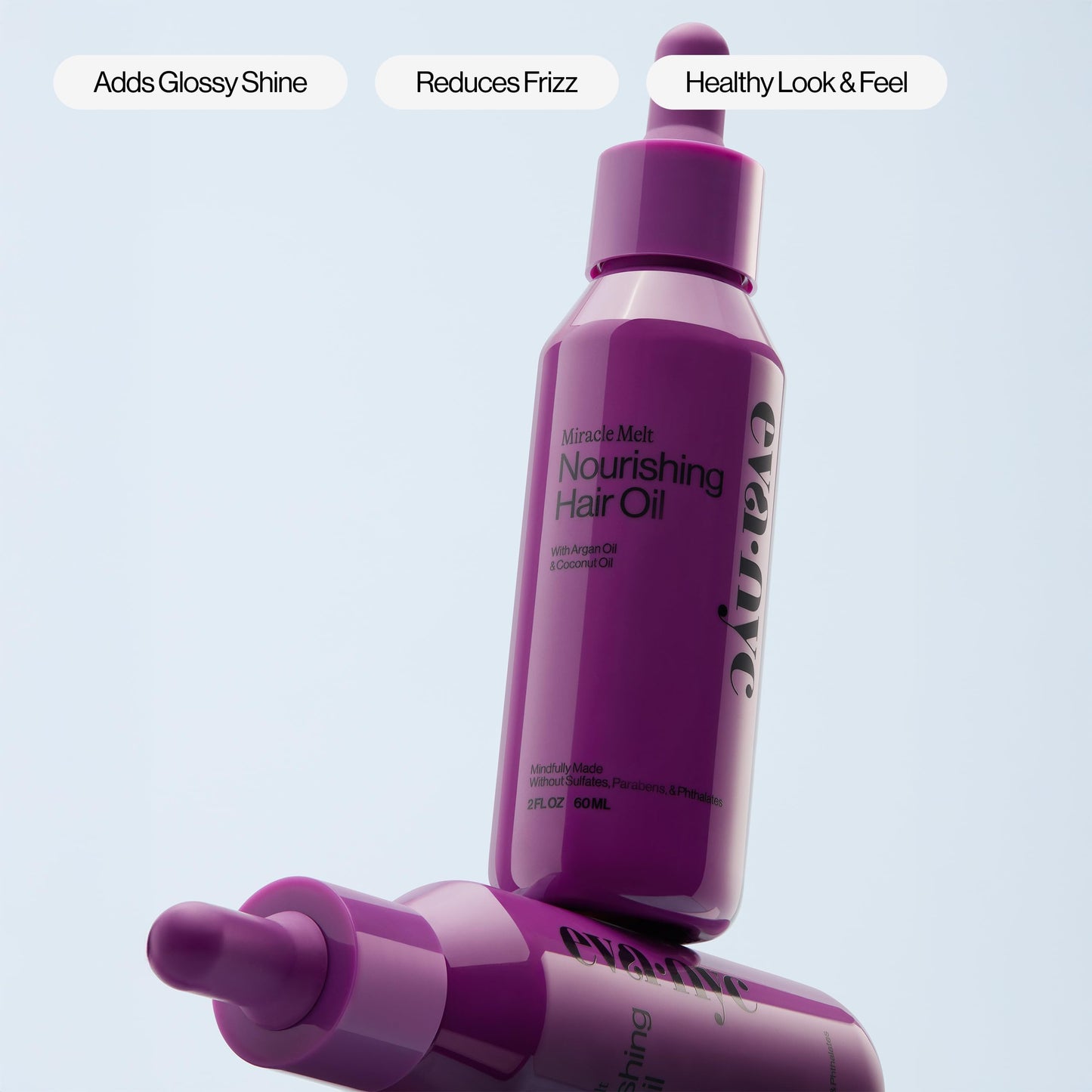 Eva NYC Quick Absorbing Hair & Body Oil - Coconut + Argan Oil - Lightweight Formula No Residue - Anti-Frizz for Smooth Shiny Hair - Dermatologist