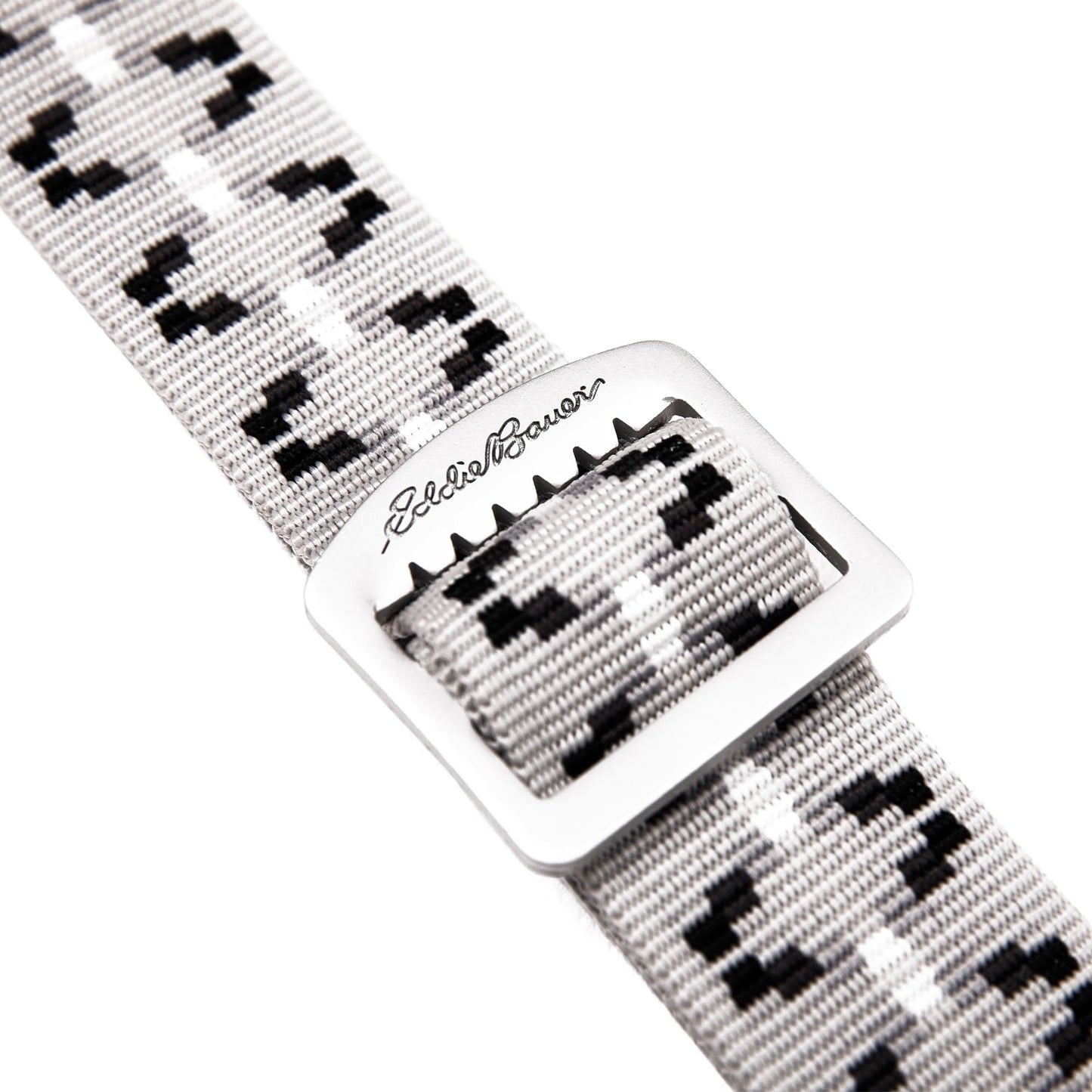 Eddie Bauer Cascade Webbing Belt with Engraved Metal Buckle, Silver, X-Small/Small US