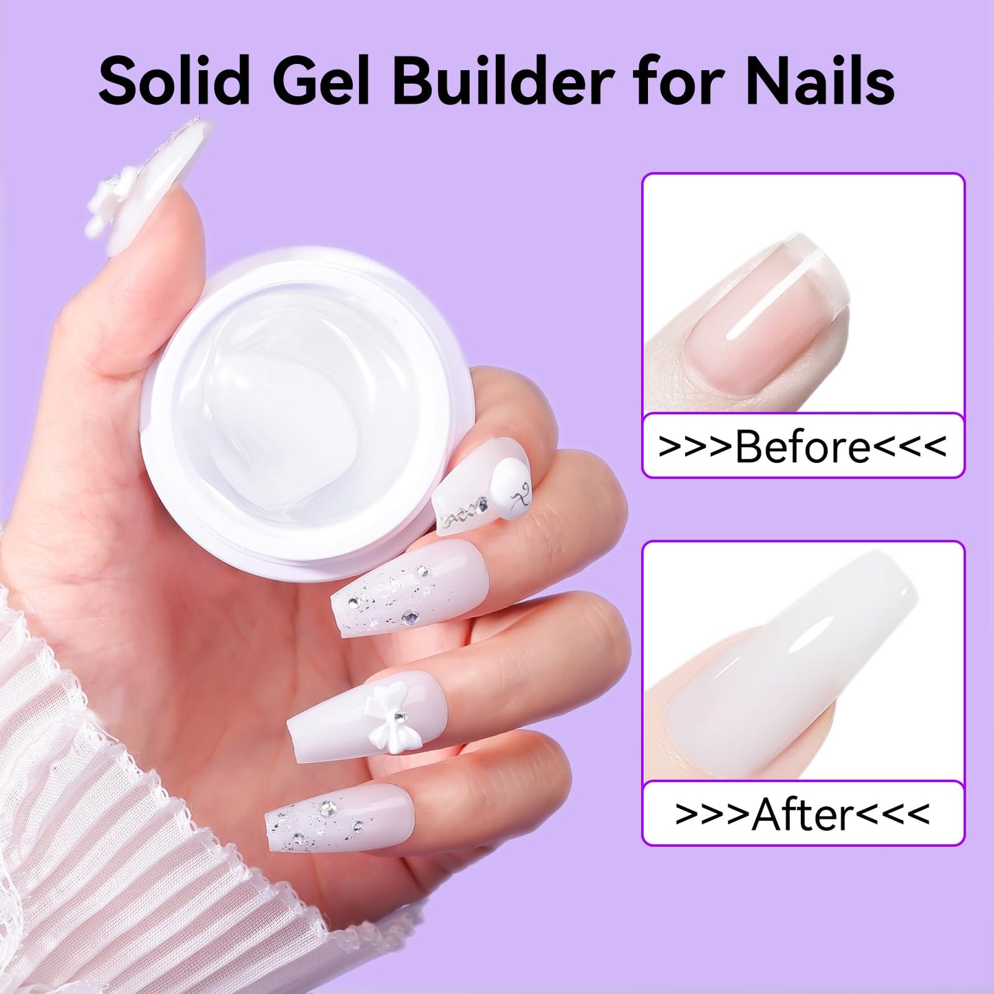 Makartt White 3d Gel Nail Art: 4-in-1 3d Nail Gel Sculpting Gels White Non-sticky for Extension, Shaping, 15ML Solid Builder Nail Gel for Nail Beauty and Personal Care Makartt