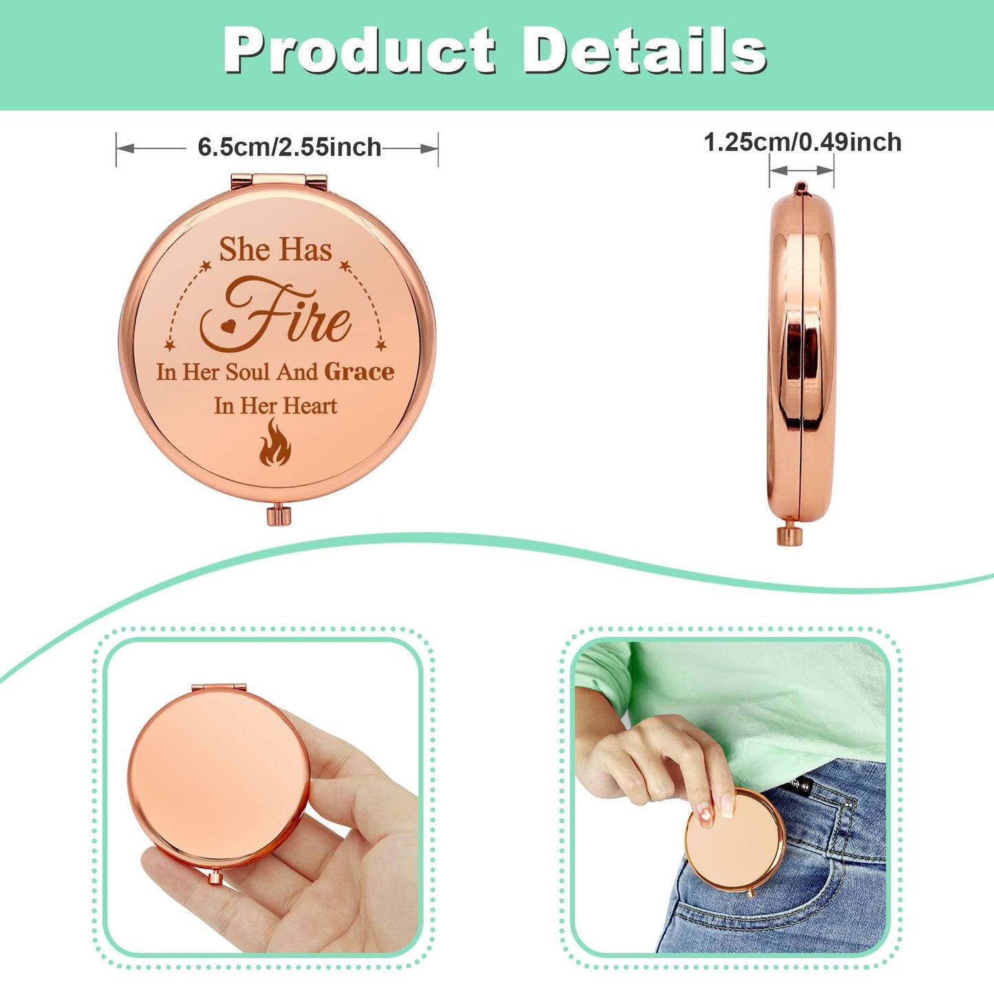 Inspirational Gift for Women Encouragement Gift Compact Makeup Mirror for Her Motivational Birthday Gift for Mom Daughter Folding Makeup Mirror