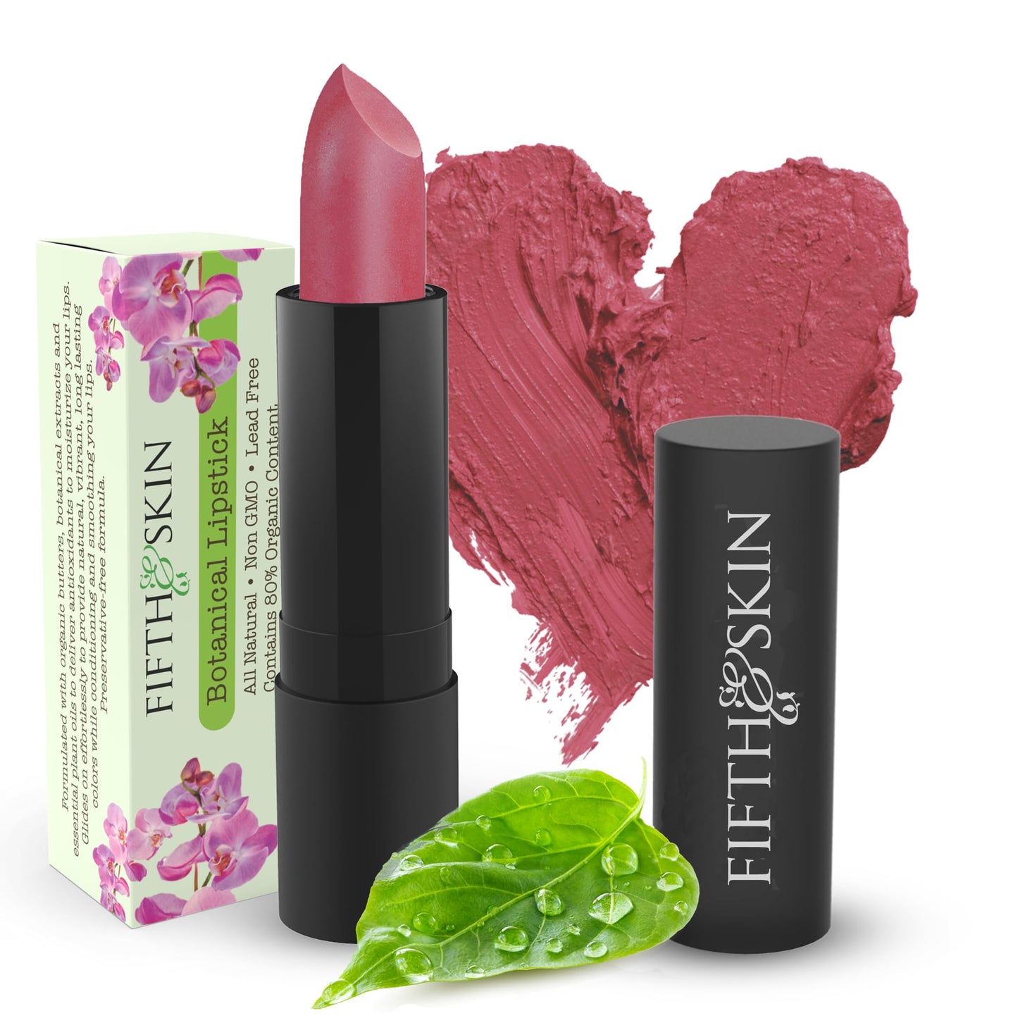 Fifth & Skin BOTANICAL Lipstick (POMEGRANATE) | Vegan | Natural | Organic | Certified Cruelty Free | Paraben Free | Petroleum Free | Healthy |
