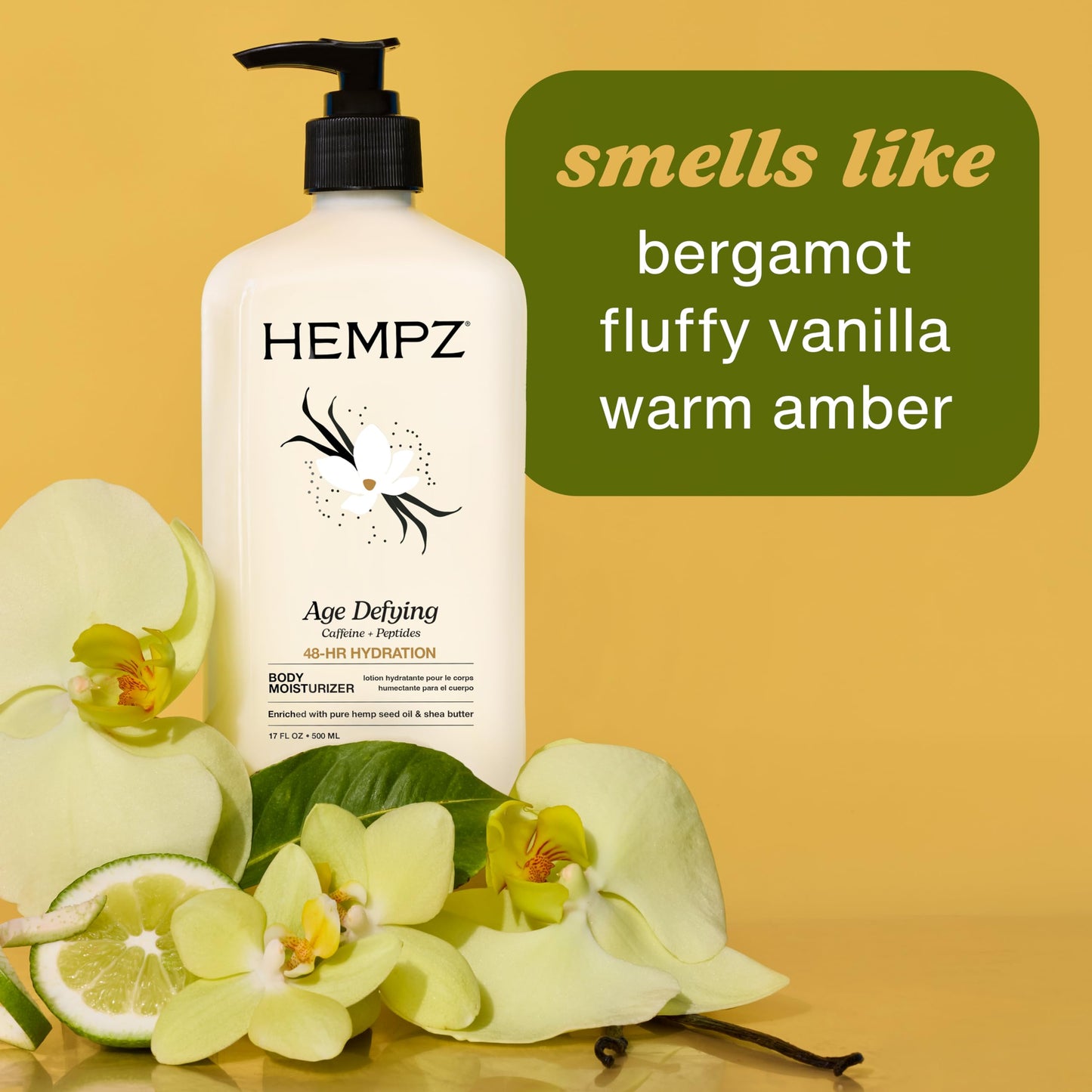 Hempz Age-Defy Body and Hand Lotion for Dry Skin, for Cracked & Crepey Skin, Quick Absorption Moisturizer, Large 17 oz