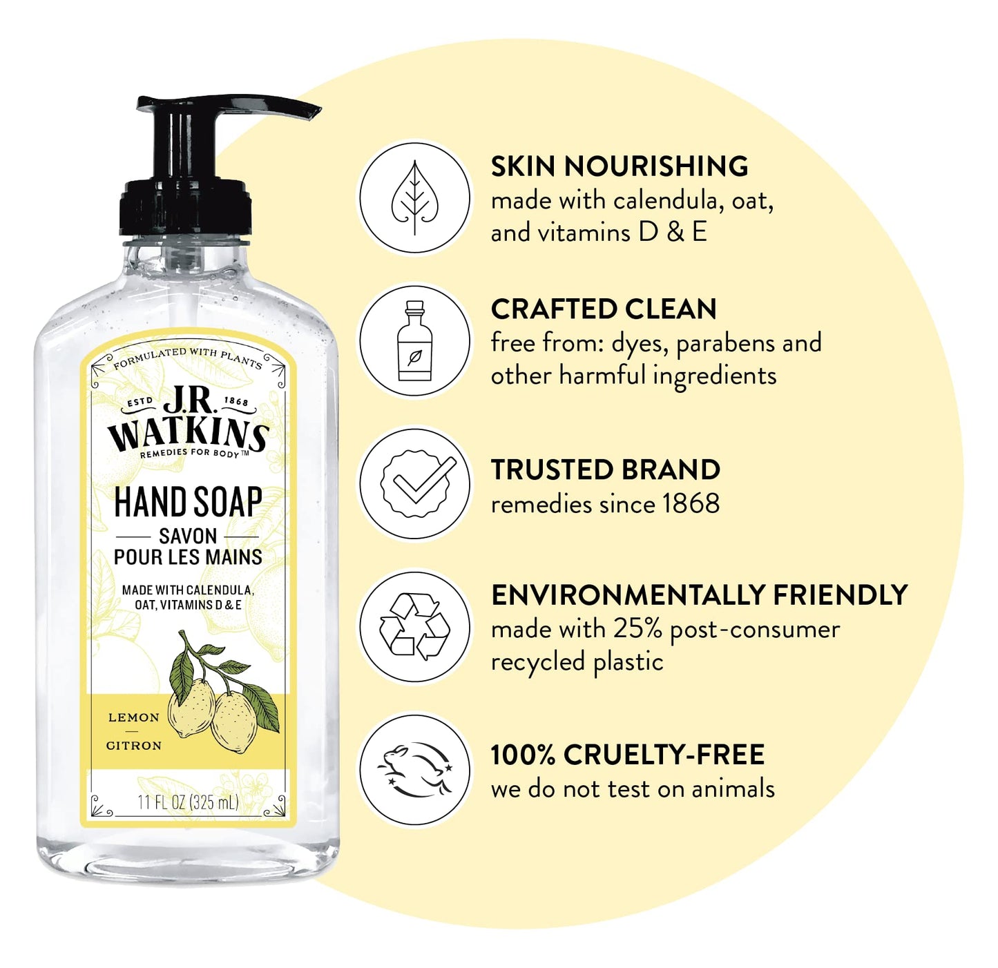 J.R. Watkins Gel Hand Soap, 3 Pack of 11 Fl Oz, Lemon Scent Beauty and Personal Care J.R. Watkins