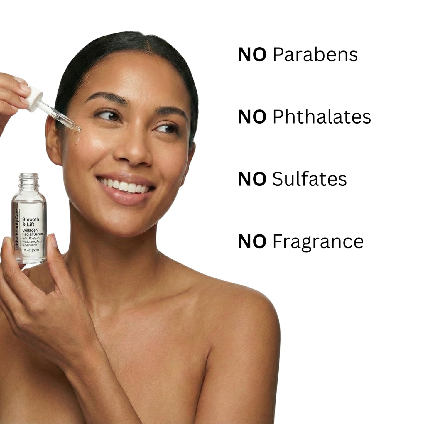 Global Beauty Care Smooth & Lift Collagen Facial Serum Hydrating Face Serum to Support Firm-Looking Skin with Peptides, Hyaluronic Acid & Squalane