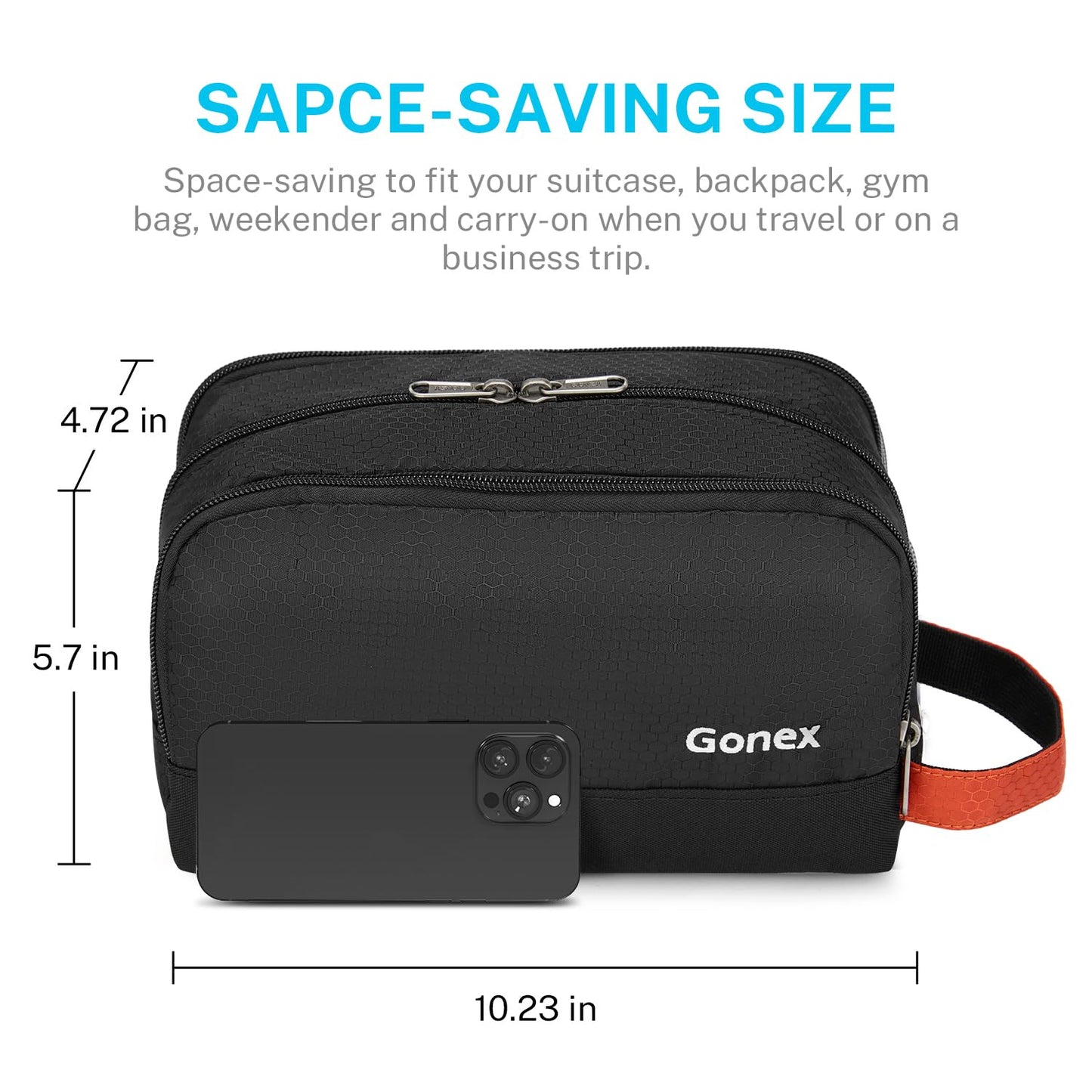 Gonex Travel Toiletry Bag Nylon, Toiletries Kit Shaving Bag Toiletry Organizer Black & Orange Beauty and Personal Care Gonex