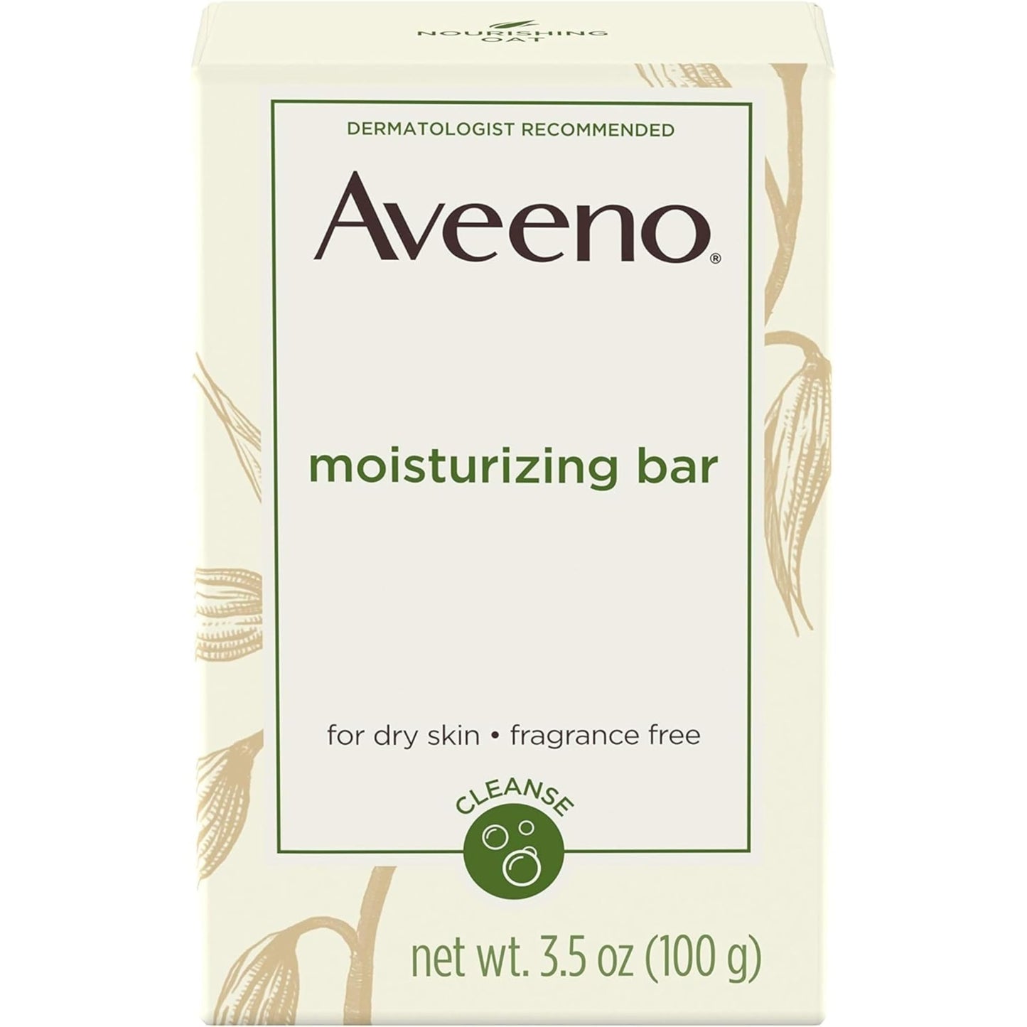 Aveeno Gentle Moisturizing Bar Facial Cleanser with Nourishing Oat for Dry Skin, Fragrance-free, Dye-Free, & Soap-Free, 3.5 oz (Pack of 4)