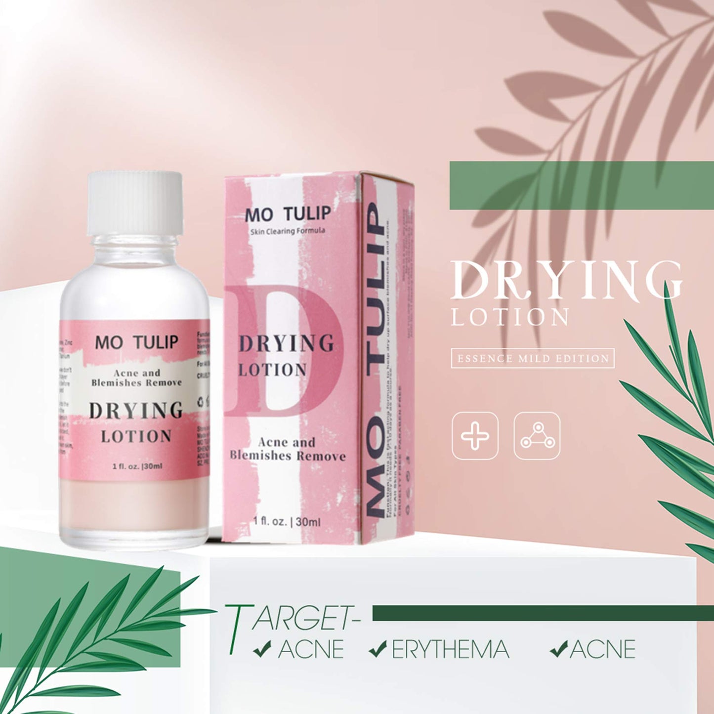MO TULIP Acne Drying Lotion, Overnight Acne Acid and Acne Spot Treatment for Face and Body, Pimple Lotion Spot Treatment, Dry Out Pimples, Blemishes